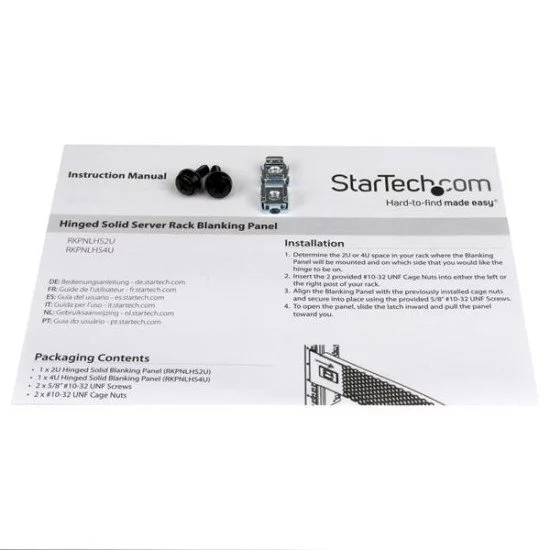 StarTech.com Panneau vierge solide 4U avec charnière pour rack de serveur - Panneau de remplissage pour armoire StarTech.com Panneau vierge solide 4U avec charnière pour rack de serveur - Panneau de remplissage pour armoire