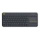 Logitech K400 Plus Clavier Touch Noir sans fil QWERTZ LU Noir