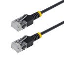 StarTech.com Câble Ethernet CAT6a Ultrafin Noir de 80cm, Sans Accroc, FTP, Fil de Cuivre Nu Pur, Cordon Patch Réseau RJ45 fin 34AWG, Testé par Fluke Channel