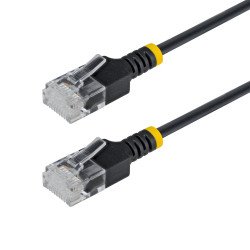 StarTech.com Câble Ethernet CAT6a Ultrafin Noir de 1,5m, Sans Accroc, FTP, Fil de Cuivre Nu Pur, Cordon Patch Réseau RJ45 fin 34AWG, Testé par Fluke Channel