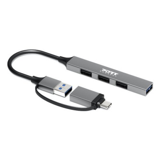Port Designs 900160 hub & concentrateur USB Type-C 5000 Mbit/s Argent