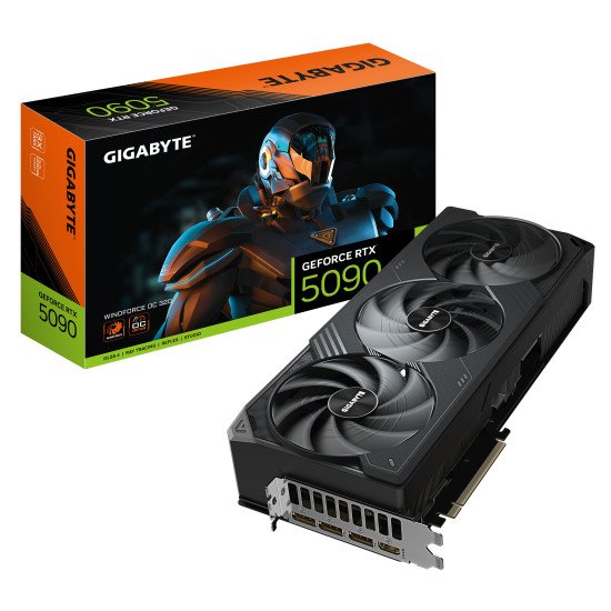 GIGABYTE GeForce RTX 5090 WINDFORCE OC 32G Carte Graphique - 32 Go GDDR7, 512 bits, PCI-E 5.0, 2467MHz Fréquence du Cœur, 3 x DP 2.1a, 1 x HDMI 2.1b, NVIDIA DLSS 4, GV-N5090WF3OC-32GD GIGABYTE GeForce RTX 5090 WINDFORCE OC 32G Carte Graphique - 32 Go GDDR7, 512 bits, PCI-E 5.0, 2467MHz Fréquence du Cœur, 3 x DP 2.1a, 1 x HDMI 2.1b, NVIDIA DLSS 4, GV-N5090WF3OC-32GD