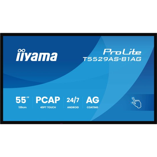 iiyama T5529AS-B1AG Écran d'affichage dynamique Écran plat interactif 138,7 cm (54.6") LED Wifi 500 cd/m² 4K Ultra HD Noir Écran tactile Intégré dans le processeur Android 24/7 iiyama T5529AS-B1AG Écran d'affichage dynamique Écran plat interactif 138,7 cm (54.6") LED Wifi 500 cd/m² 4K Ultra HD Noir Écran tactile Intégré dans le processeur Android 24/7