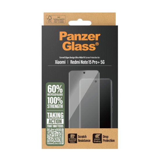 PanzerGlass ® Screen Protector w. Black Frame Xiaomi Redmi Note 15 Pro+ 5G | Poco M8 Pro | Ultra-Wide Fit Protection d'écran transparent 1 pièce(s)