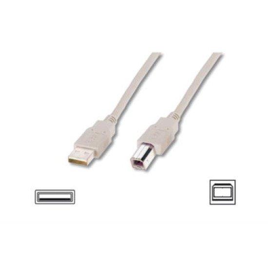 ASSMANN Electronic A/B, 1m câble USB 2.0 USB A USB B Beige