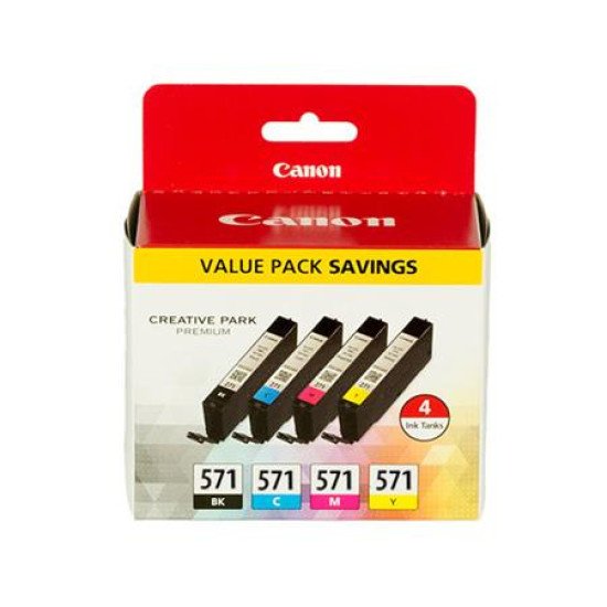 Canon CLI-571 Multipack Cartouche encre Noir, Cyan, Magenta, Jaune Canon CLI-571 Multipack Cartouche encre Noir, Cyan, Magenta, Jaune