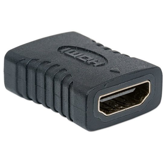 Manhattan Coupleur HDMI droit 4K@60 Hz, femelle/femelle, relie deux câbles HDMI (jusqu'à 5 m de chaque côté), noir, garantie à vie, équivalent à GCHDMIFF