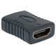 Manhattan Coupleur HDMI droit 4K@60 Hz, femelle/femelle, relie deux câbles HDMI (jusqu'à 5 m de chaque côté), noir, garantie à vie, équivalent à GCHDMIFF