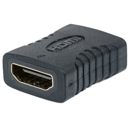 Manhattan Coupleur HDMI droit 4K@60 Hz, femelle/femelle, relie deux câbles HDMI (jusqu'à 5 m de chaque côté), noir, garantie à vie, équivalent à GCHDMIFF