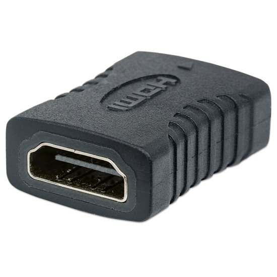Manhattan Coupleur HDMI droit 4K@60 Hz, femelle/femelle, relie deux câbles HDMI (jusqu'à 5 m de chaque côté), noir, garantie à vie, équivalent à GCHDMIFF