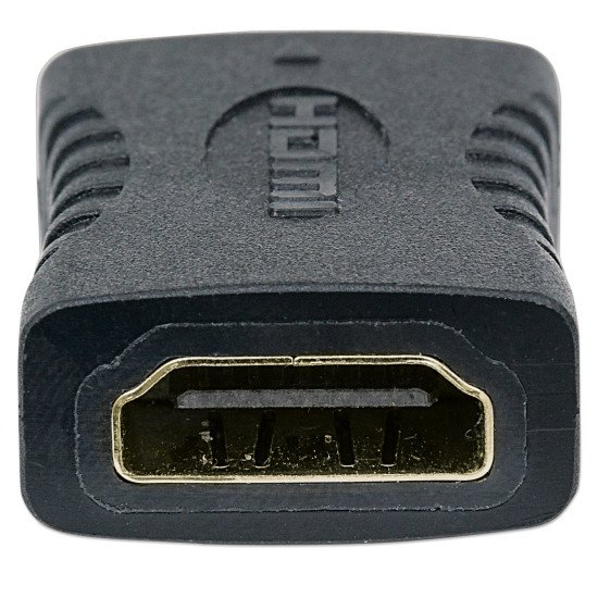 Manhattan Coupleur HDMI droit 4K@60 Hz, femelle/femelle, relie deux câbles HDMI (jusqu'à 5 m de chaque côté), noir, garantie à vie, équivalent à GCHDMIFF