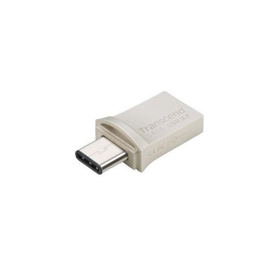 Transcend JetFlash 890 64GB lecteur USB flash 64 Go USB Type-A / USB Type-C 3.2 Gen 1 (3.1 Gen 1) Noir, Argent