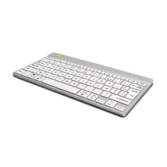 R-Go Tools Clavier ergonomique R-Go Compact Break, clavier compact avec logiciel de pause,AZERTY (FR), Bluetooth, blanc