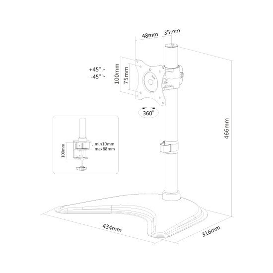 Newstar Support de bureau écrans plat