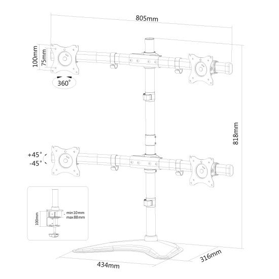 Newstar Support de bureau écrans plat