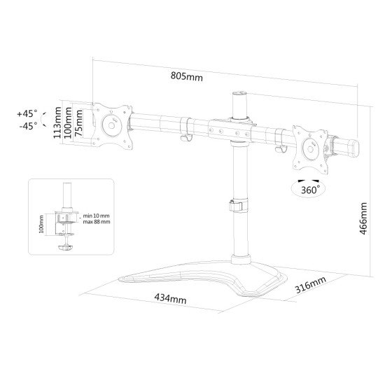 Newstar Support de bureau écrans plat