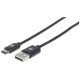 Manhattan Câble USB-C vers USB-A, 1 m, mâle à mâle, 480 Mbit/s (USB 2.0), noir, garantie à vie, équivalent à USB2AC1M