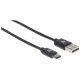 Manhattan Câble USB-C vers USB-A, 1 m, mâle à mâle, 480 Mbit/s (USB 2.0), noir, garantie à vie, équivalent à USB2AC1M