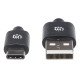Manhattan Câble USB-C vers USB-A, 1 m, mâle à mâle, 480 Mbit/s (USB 2.0), noir, garantie à vie, équivalent à USB2AC1M