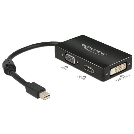 DeLOCK 0.16m DisplayPort/VGA + HDMI + DVI 0,16 m Mini DisplayPort VGA (D-Sub)+ HDMI + DVI Noir