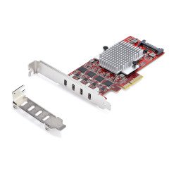 StarTech.com Carte PCIe USB-C 4 Ports, USB 3.2 10 Gbit/s, Carte d'Extension PCI Express USB-C, 4 Contrôleurs USB Indépendants, Carte PCIe USB Type-C, Windows/Linux/macOS, Conforme TAA