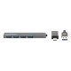 Manhattan Dock/hub combo USB-C & USB-A, 4 ports : 4x USB-A, 5 Gbit/s (USB 3.0), Alimenté par USB (aucune alimentation externe requise), câble 25 cm