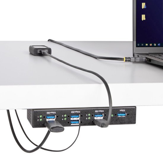 StarTech.com Hub USB 3.0 7 Ports avec 7x USB-A, Boîtier Industriel en Métal, Hub USB 7 ports avec Protection ESD, Montage Mural, sur Table ou sur Rail, USB 3.0/3.1/3.2 Gen 1 5Gbps