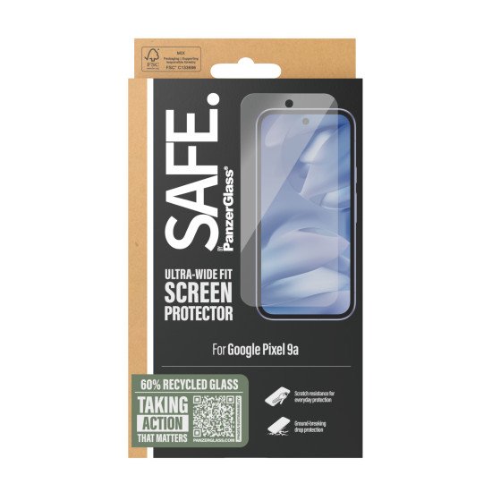 PanzerGlass SAFE. by ® Screen Protector Google Pixel 9a | Ultra-Wide Fit Protection d'écran transparent 1 pièce(s)