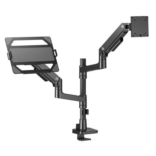ACT Bras pour moniteur et ordinateur portable office premium, avec vérin à gaz, monté sur poteau ACT Bras pour moniteur et ordinateur portable office premium, avec vérin à gaz, monté sur poteau