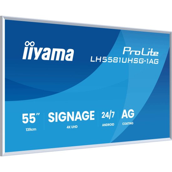 iiyama LH5581UHSG-1AG Écran d'affichage dynamique Écran plat interactif 138,7 cm (54.6") Wifi 500 cd/m² 4K Ultra HD Blanc Intégré dans le processeur Android 10 24/7 iiyama LH5581UHSG-1AG Écran d'affichage dynamique Écran plat interactif 138,7 cm (54.6") Wifi 500 cd/m² 4K Ultra HD Blanc Intégré dans le processeur Android 10 24/7