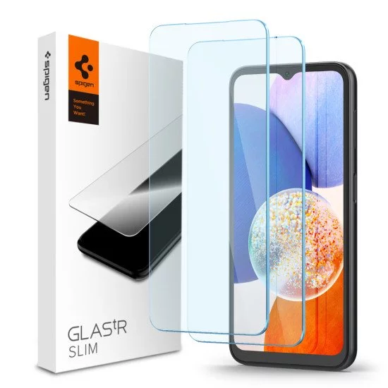 Spigen SZKO HARTOWANE GLAS.TR SLIM 2-PACK GALAXY A14 4G / 5G CLEAR Spigen SZKO HARTOWANE GLAS.TR SLIM 2-PACK GALAXY A14 4G / 5G CLEAR