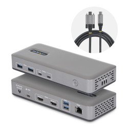 StarTech.com Station d'Accueil USB-C à Deux Écrans, HDMI, 4K 60Hz, Recharge d'Ordinateur Portable 100 W, 1 GbE, Sans Pilote, Station d'Accueil Multi-Écrans pour Windows