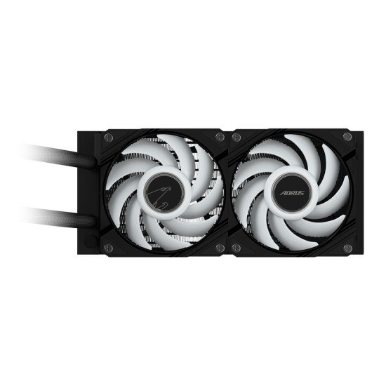 GIGABYTE AORUS WATERFORCE II 240 Refroidisseur liquide pour processeur AIO - 2x ventilateurs ARGB de 120 mm, mécanisme d'emboîtement coulissant, DAISY-CHAIN, compatible avec Intel LGA 1851 et AMD AM5