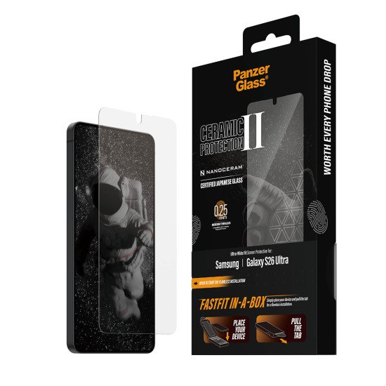 PanzerGlass ® Ceramic Screen Protector Samsung Galaxy S26 Ultra | Ultra-Wide Fit w. Fastfit in-a-box Protection d'écran transparent 1 pièce(s)