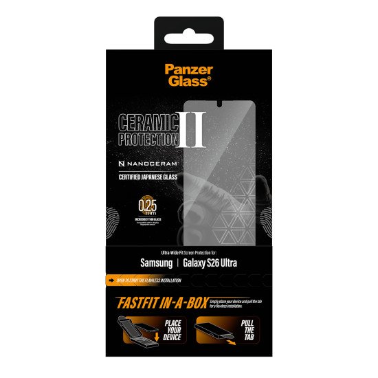 PanzerGlass ® Ceramic Screen Protector Samsung Galaxy S26 Ultra | Ultra-Wide Fit w. Fastfit in-a-box Protection d'écran transparent 1 pièce(s)