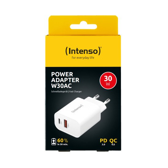 Intenso POWER ADAPTER USB-A/USB-C/7803012 Universel Blanc Secteur Charge rapide Intérieure