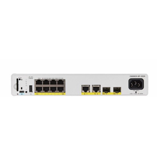Cisco Catalyst C9200CX-8P-2X2G-E commutateur réseau Géré L2/L3 Gigabit Ethernet (10/100/1000) Connexion Ethernet POE Gris