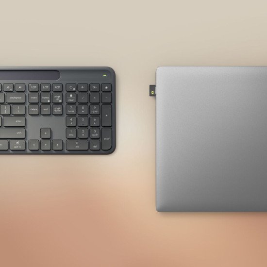 Logitech Signature Slim Solar+ K980 clavier Universel RF sans fil + Bluetooth QWERTY Italien Graphite