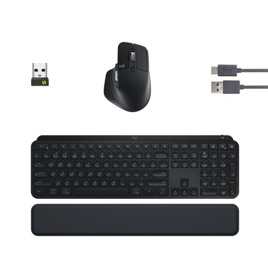 Logitech MX Keys S Combo clavier Souris incluse RF sans fil + Bluetooth AZERTY Belge Graphite