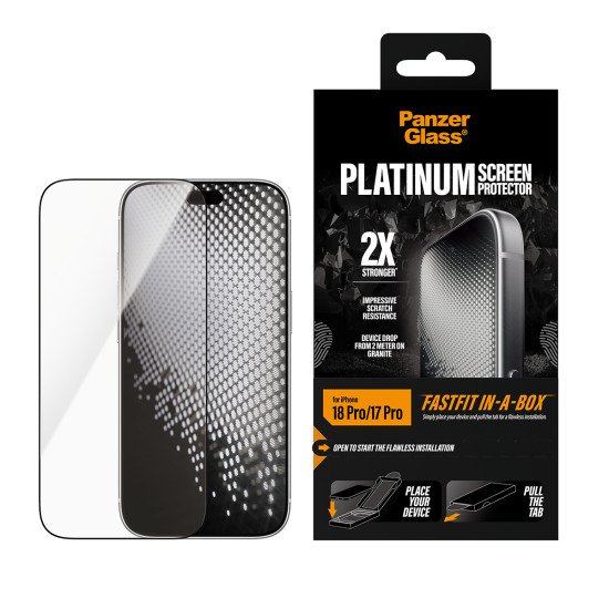 PanzerGlass ® Platinum Screen Protector iPhone 2026 Pro | 17 Pro w. FASTFIT IN-A-BOX Protection d'écran transparent 1 pièce(s)