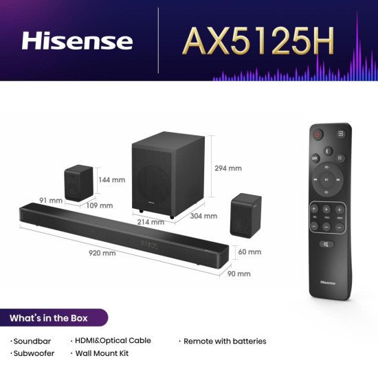 Hisense AX5125H Noir 5.1.2 canaux 500 W