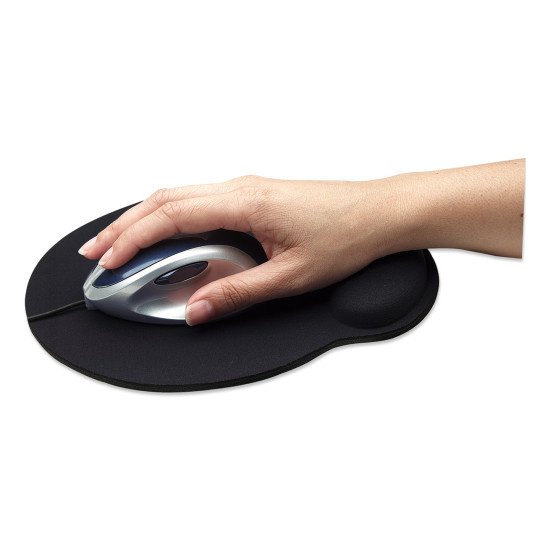 Manhattan Tapis de souris avec repose-poignet en gel, noir, 241 × 203 × 40 mm, base antidérapante, garantie à vie