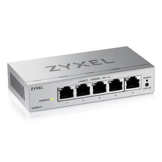 Zyxel GS1200-5V3 Géré L2 Gigabit Ethernet (10/100/1000) Bureau Gris