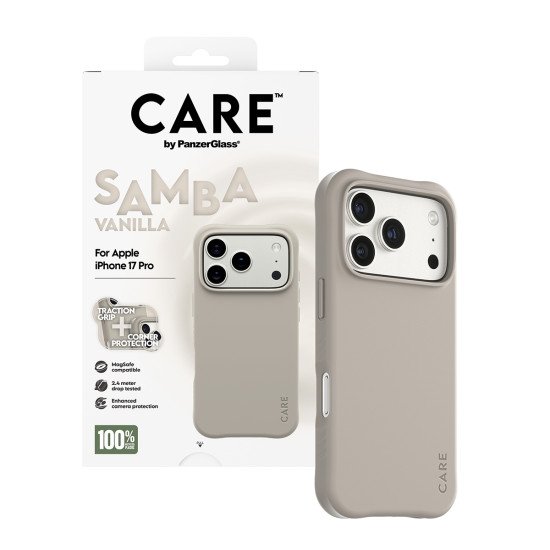 PanzerGlass CARE by ® Fashionable Case Samba Vanilla w. MagSafe iPhone 17 Pro coque de protection pour téléphones portables Housse Beige PanzerGlass CARE by ® Fashionable Case Samba Vanilla w. MagSafe iPhone 17 Pro coque de protection pour téléphones portables Housse Beige