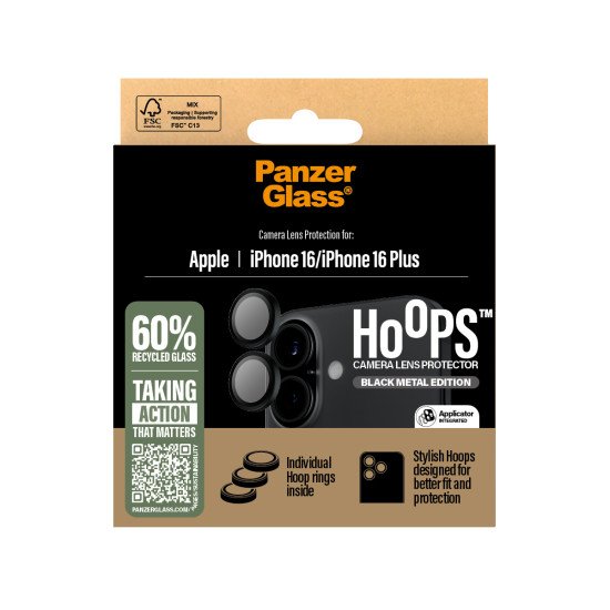 PanzerGlass ® Hoops® Black Camera Lens Protector iPhone 16 | 16 Plus Protection d'écran transparent Apple 1 pièce(s) PanzerGlass ® Hoops® Black Camera Lens Protector iPhone 16 | 16 Plus Protection d'écran transparent Apple 1 pièce(s)