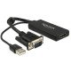 DeLOCK 0.25m VGA+USB2.0-A/HDMI 0,25 m VGA (D-Sub) + USB Noir