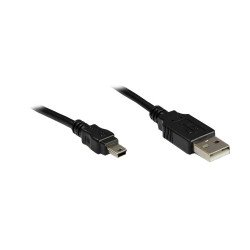 Alcasa 3310-AM1 câble USB 1 m USB 2.0 USB A Mini-USB B Noir