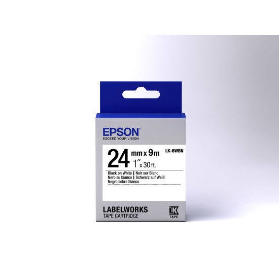 Epson LK-6WBN - Standard - Noir sur Blanc - 24mmx9m Epson LK-6WBN - Standard - Noir sur Blanc - 24mmx9m