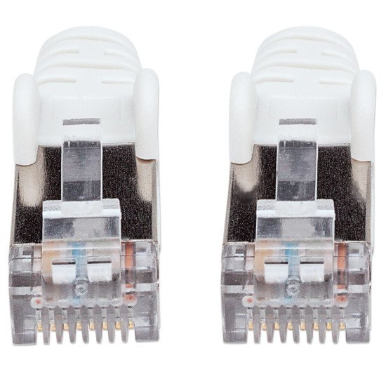 Intellinet Câble patch réseau, Cat6, 20 m, blanc, cuivre, S/FTP, LSOH/LSZH, PVC, RJ45, contacts plaqués or, anti-accroc, avec manchon, garantie à vie