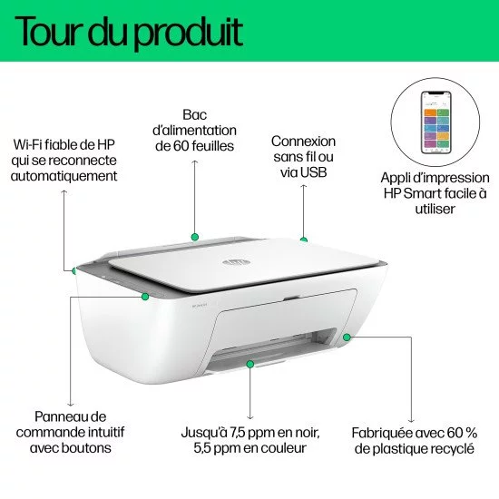 HP DeskJet Imprimante Tout-en-un 2820e, Couleur, Imprimante pour Domicile, Impression, copie, numérisation, Numérisation vers PDF HP DeskJet Imprimante Tout-en-un 2820e, Couleur, Imprimante pour Domicile, Impression, copie, numérisation, Numérisation vers PDF